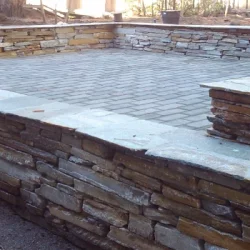 stone patio work with two layers